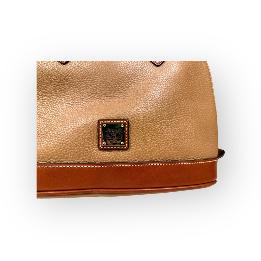 Dooney & Bourke Pebble Leather Zip Zip Satchel Caramel Brown - Picture 2 of 13
